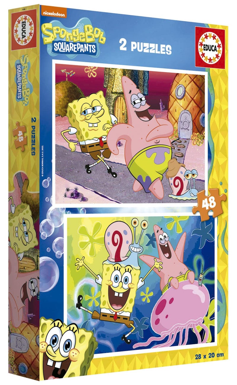 Educa - Spongebob Squarepants, 2 x 48 Piece Puzzle Set for Children from 3 Years, Children's Puzzle, Squarepants (19388) - Image 2
