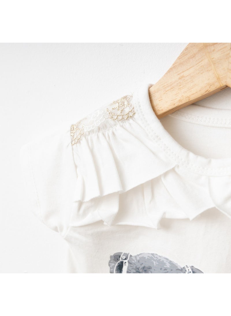 FOR MY BABY Baby Fou Knitted Denim Girls T-shirt Set  - Image 2