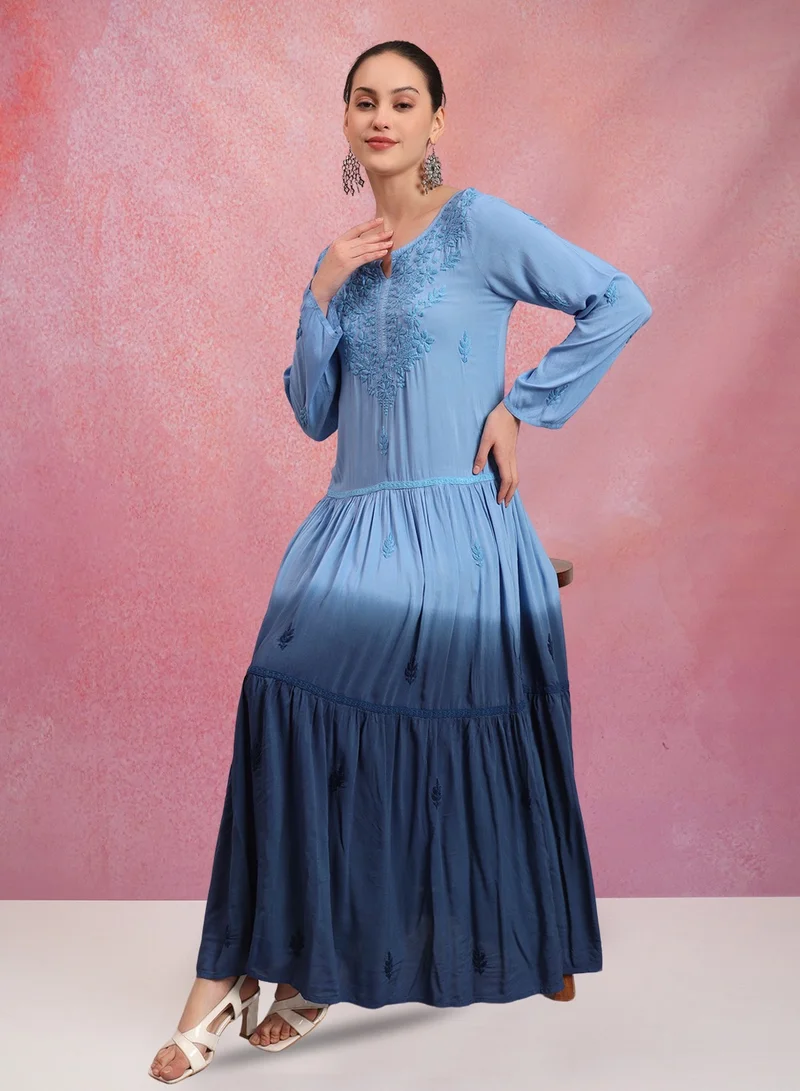 الايا جلابية شيكانكاري مودال مطرزة يدوياً أومبير-AL4047