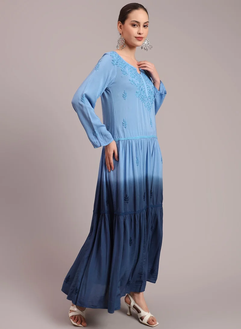 الايا جلابية شيكانكاري مودال مطرزة يدوياً أومبير-AL4047