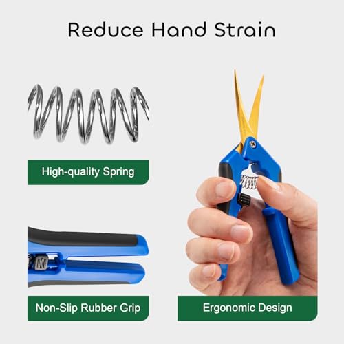 GROWNEER 3 Packs 6.5 Inch Pruning Shears with Curved Blades Trimming Scissors For Gardening Hand Pruning Snips Titanium Coated Precision Blades - Image 5