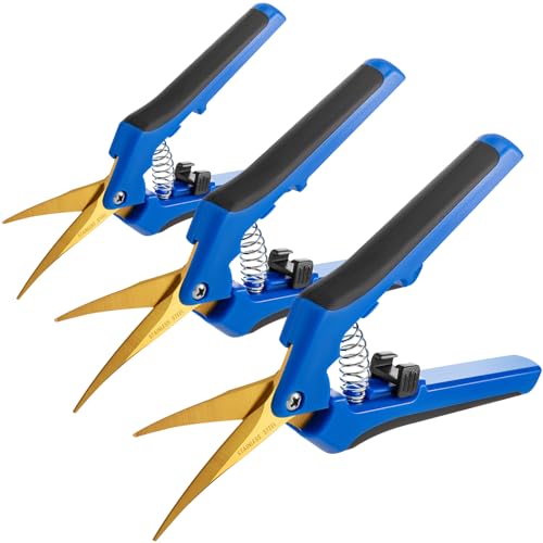 GROWNEER 3 Packs 6.5 Inch Pruning Shears with Curved Blades Trimming Scissors For Gardening Hand Pruning Snips Titanium Coated Precision Blades - Image 1