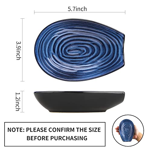 Hasense Ceramic Spoon Rest for Kitchen Counter, 5.7 Inch Blue Porcelain Spoon Holder Farmhouse Cooking and Coffee Spoon Rest for Stove Top, 1 PC - Image 2