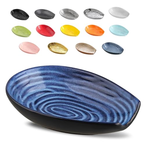 Hasense Ceramic Spoon Rest for Kitchen Counter, 5.7 Inch Blue Porcelain Spoon Holder Farmhouse Cooking and Coffee Spoon Rest for Stove Top, 1 PC - Image 1