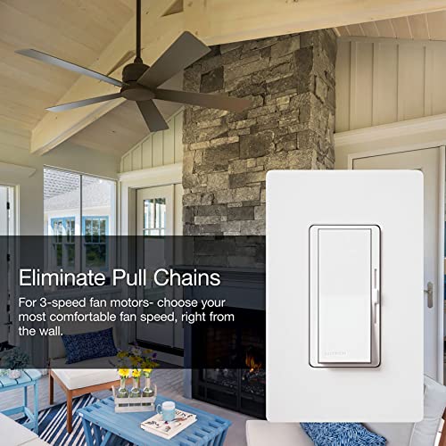 Lutron Diva 3-Speed Fan Control, Single-Pole/3-Way, DVFSQ-F-WH, White - Image 3