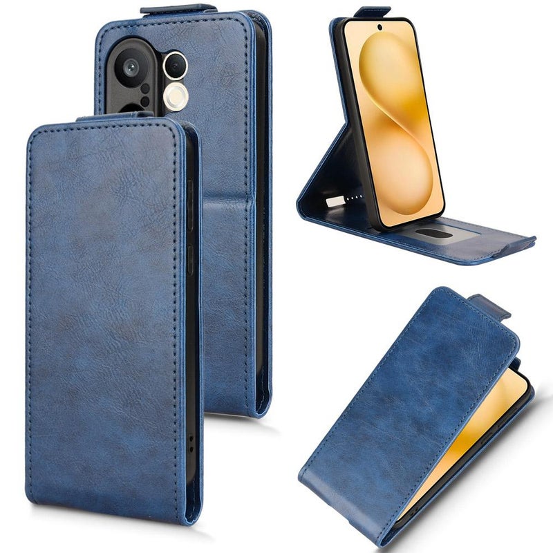 BURAQ Case Cover For vivo X200 FE / S30 Pro mini Magnetic Vertical Flip Leather Phone Case with Buckle(Blue) - Image 1