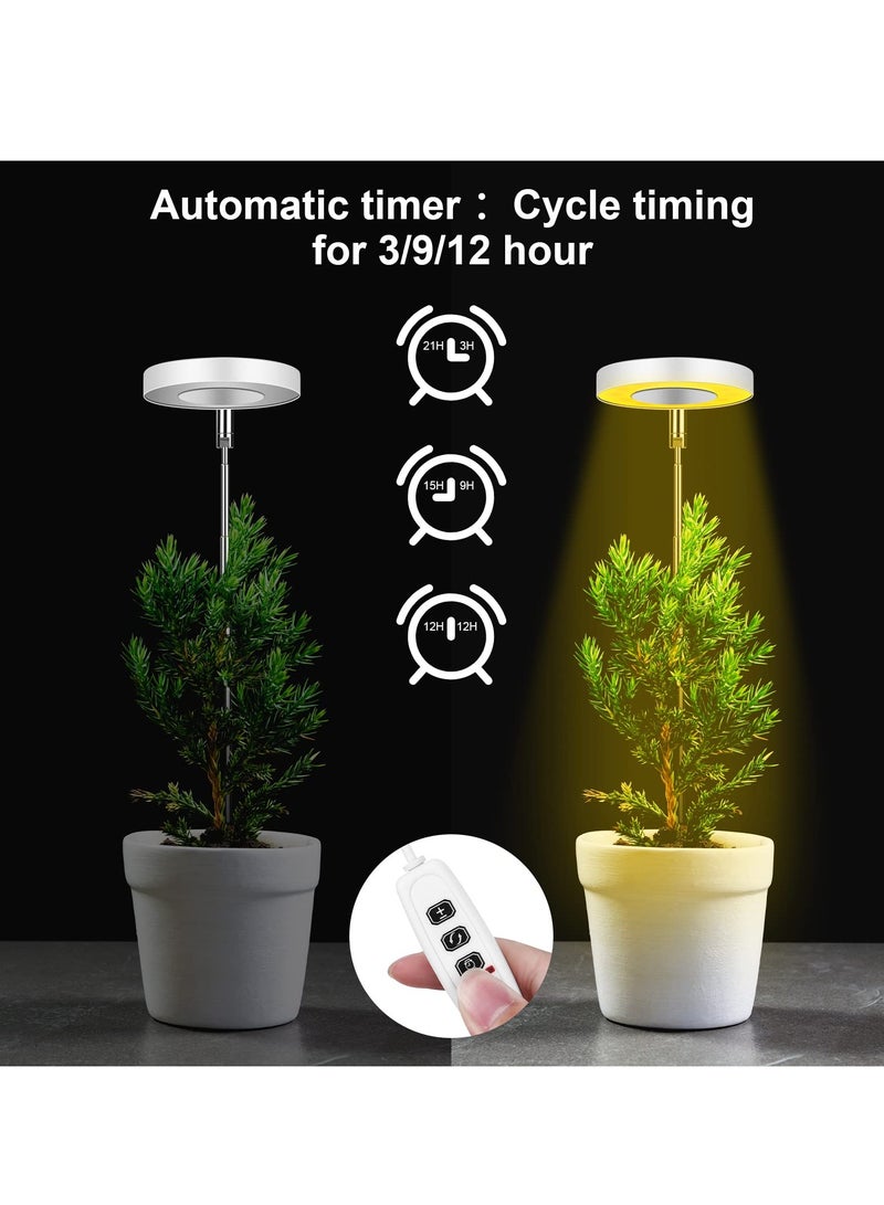 SYOSI LED Grow Light, Full Spectrum Growing Lamp for Indoor Plants, 9 Adjustable Brightness 180° Rotatable Light Panel, Height Adjustable with Auto On/Off Timer 3/9/12hrs, For Small Plants (Warm White) - Image 2