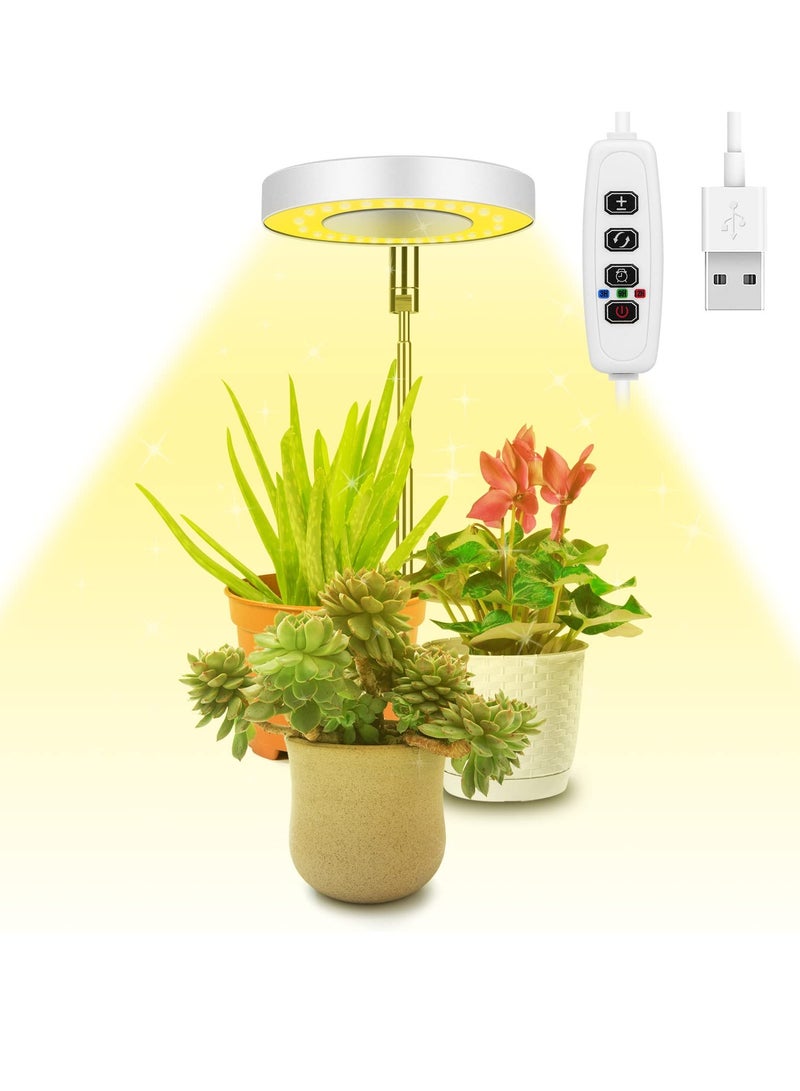 SYOSI LED Grow Light, Full Spectrum Growing Lamp for Indoor Plants, 9 Adjustable Brightness 180° Rotatable Light Panel, Height Adjustable with Auto On/Off Timer 3/9/12hrs, For Small Plants (Warm White) - Image 1