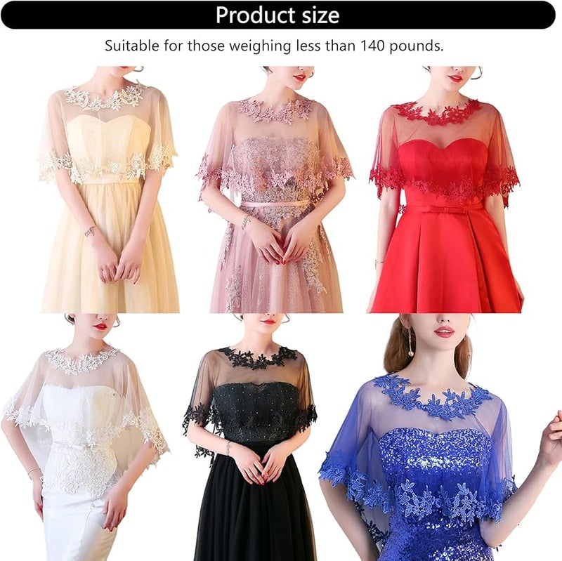Red Lace Bridal Shawl Capelet For Wedding Dress Formal Event Lightweight Breathable - Image 4