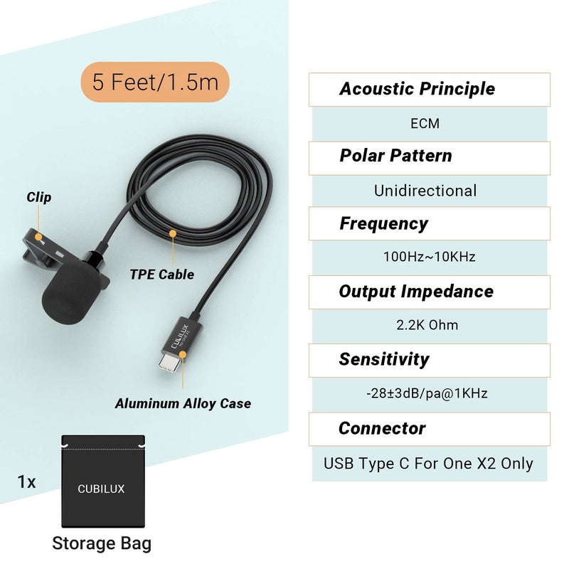 Cubilux ميكروفون كيوبي لوكس MLC-6 متوافق مع إنستا 360 ONE X2/X3 و ONE RS 1-Inch 360 - Image 5