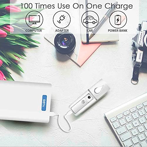 GIVERARE 2 Pack Nano Facial Steamer, Handy Mini Mister with Mirror, USB Rechargeable Mist Sprayer, Visual Water Tank Moisturizing&Hydrating for Face, Makeup, Skin Care, Eyelash Extensions-White - Image 5