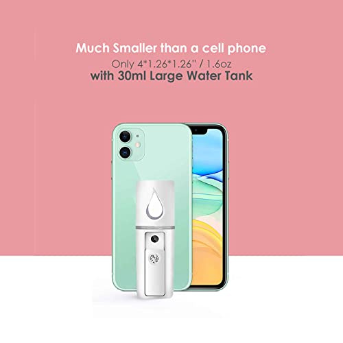 GIVERARE 2 Pack Nano Facial Steamer, Handy Mini Mister with Mirror, USB Rechargeable Mist Sprayer, Visual Water Tank Moisturizing&Hydrating for Face, Makeup, Skin Care, Eyelash Extensions-White - Image 2