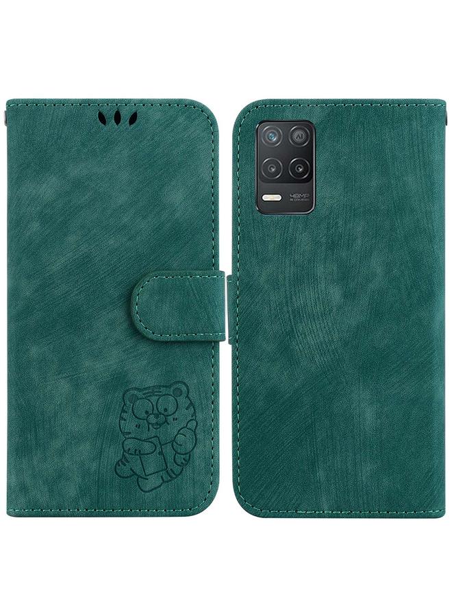 اس-توب جراب لهاتف Realme 8 5G Global / V13 5G جراب هاتف من الجلد المنقوش عليه نمر صغير - Image 1