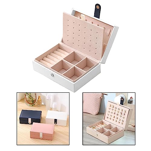 ketmart Jewellery Organiser PU Leather Magnetic Buckle Portable Storage Box Case with Dividers Container for Rings, Earrings, Necklace Home Organizer, (Color-White) - Image 5