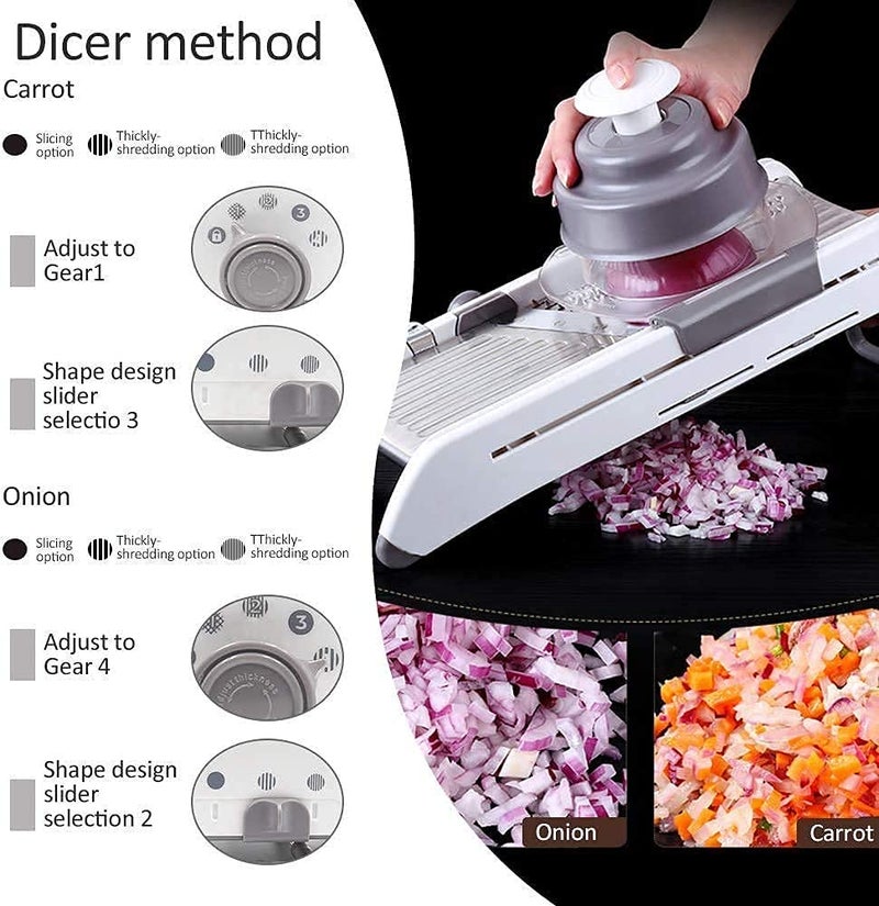 PASHANDOZ 18 in 1 Stainless Steel Mandolin Slicer for Vegetable and Onion Choppers Mandoline Food Slicer for Kitchen Stainless Steel Vegetable Chopper Vegetable Slicer Chopper and Julienne Maker - Image 5