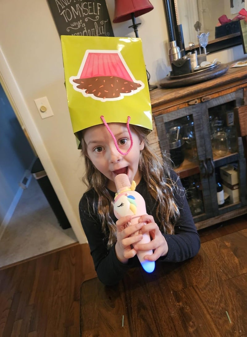 Karaoke Microphone Machine for Kids Toddler Girls Toys with Wireless Bluetooth Mic Speaker LED Light Cute Cartoon Unicorn Design Birthday Girls Gift  - Image 2