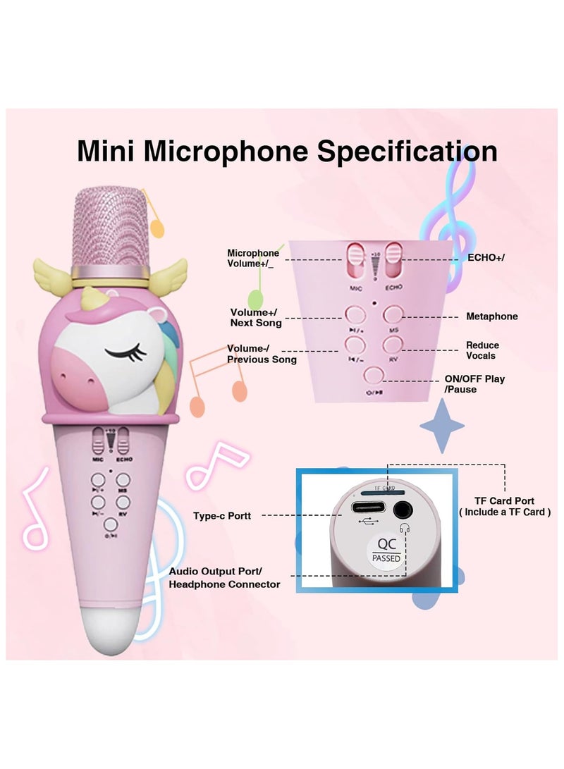 Karaoke Microphone Machine for Kids Toddler Girls Toys with Wireless Bluetooth Mic Speaker LED Light Cute Cartoon Unicorn Design Birthday Girls Gift  - Image 4