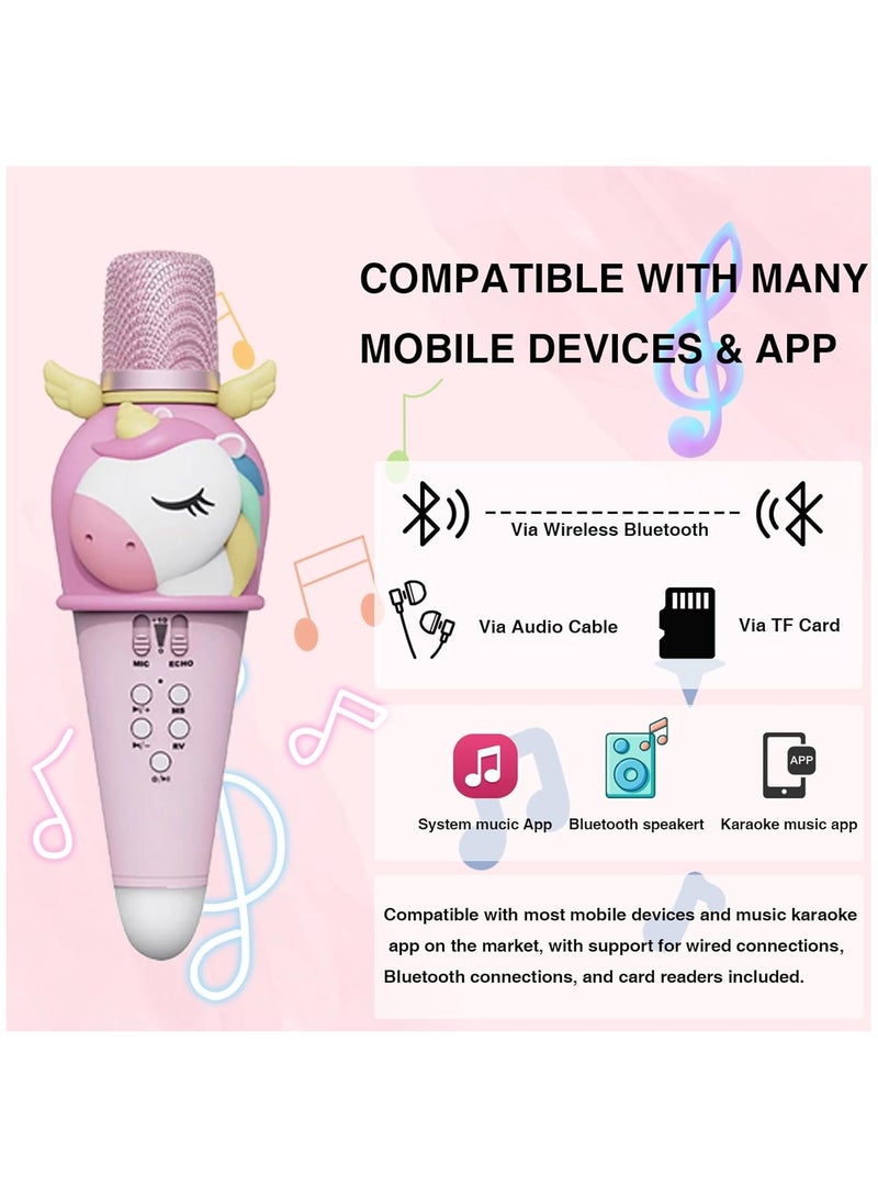 Karaoke Microphone Machine for Kids Toddler Girls Toys with Wireless Bluetooth Mic Speaker LED Light Cute Cartoon Unicorn Design Birthday Girls Gift  - Image 5