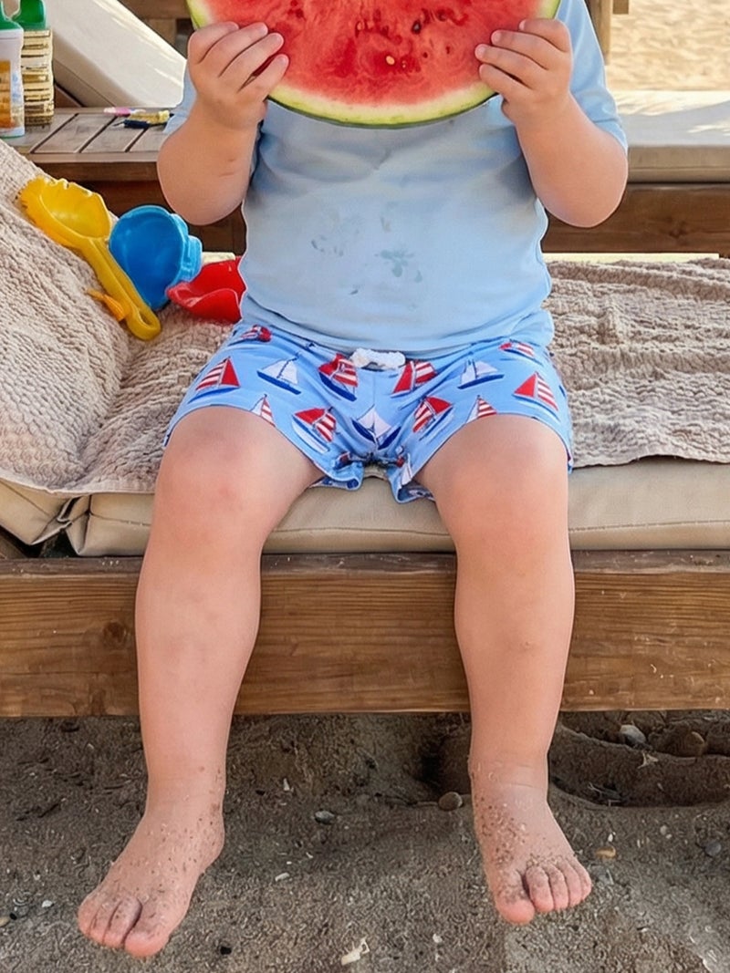 Toddler Baby Boy Swim Trunks Stylish Sailboat/Duck Print Casual Beach Shorts for Summer - Image 2