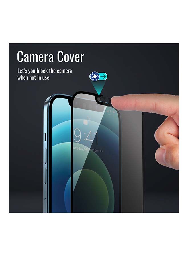 NIBEMINENT 9H Tempered Glass Protector with Slide Camera Protection Cover for iPhone 13 Black  - Image 4