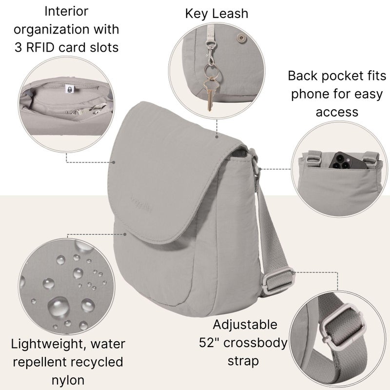 Baggallini Swift Flap Mini Crossbody - 6.3"x7" Lightweight Small Travel Purse with Crossbody Strap and RFID - Image 2