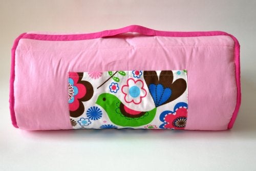 Bacati - 100% Cotton Percale Soft Breathable Fabrics Nap Mat with Pillow for Toddler Girls, Measures 50 x 20 x 1.5 Inches, Ideal for Daycare and Preschool, Sleepovers (Botanical Sanctuary, Pink/Multi) - Image 3