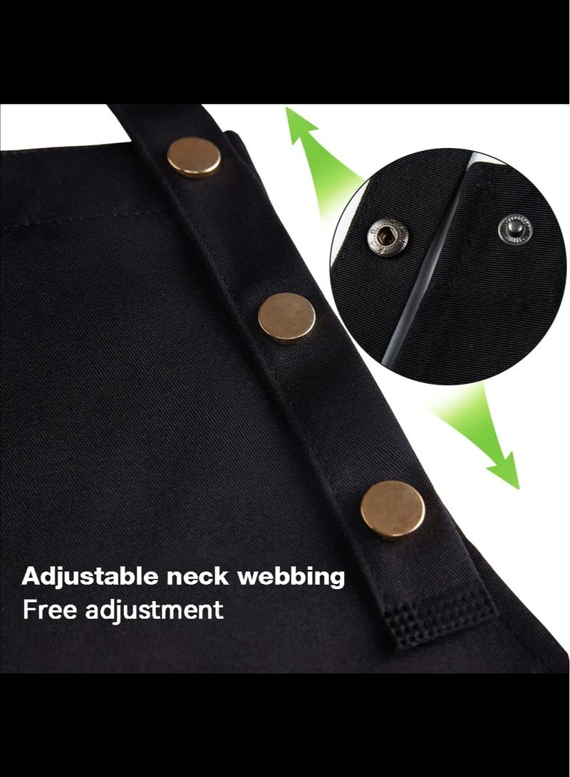 أفاكرافت 2 حزمة مريلة المئزر، قابل للتعديل مع 3 جيوب، مقاومة للماء والزيت، مطبخ الطبخ الشيف المئزر للنساء الرجال، أسود - Image 4