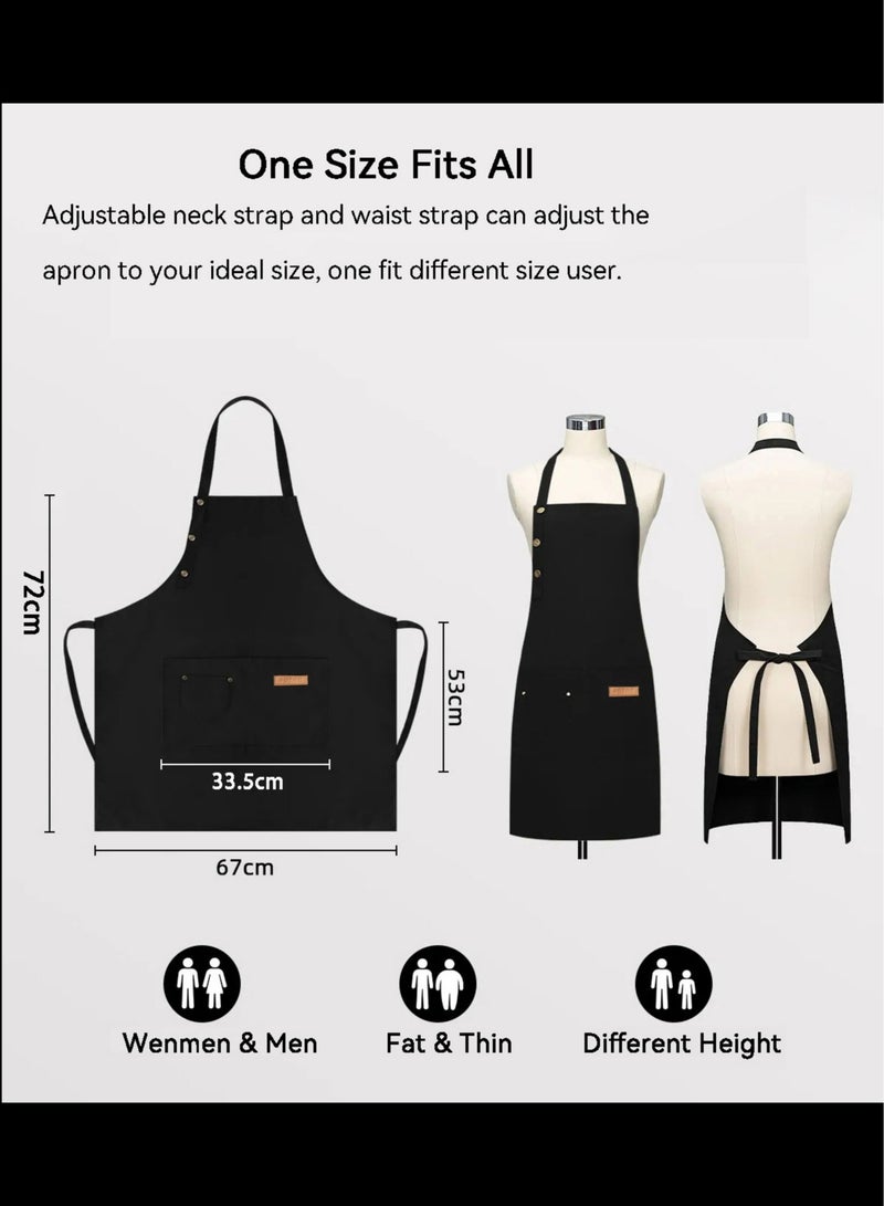 أفاكرافت 2 حزمة مريلة المئزر، قابل للتعديل مع 3 جيوب، مقاومة للماء والزيت، مطبخ الطبخ الشيف المئزر للنساء الرجال، أسود - Image 3