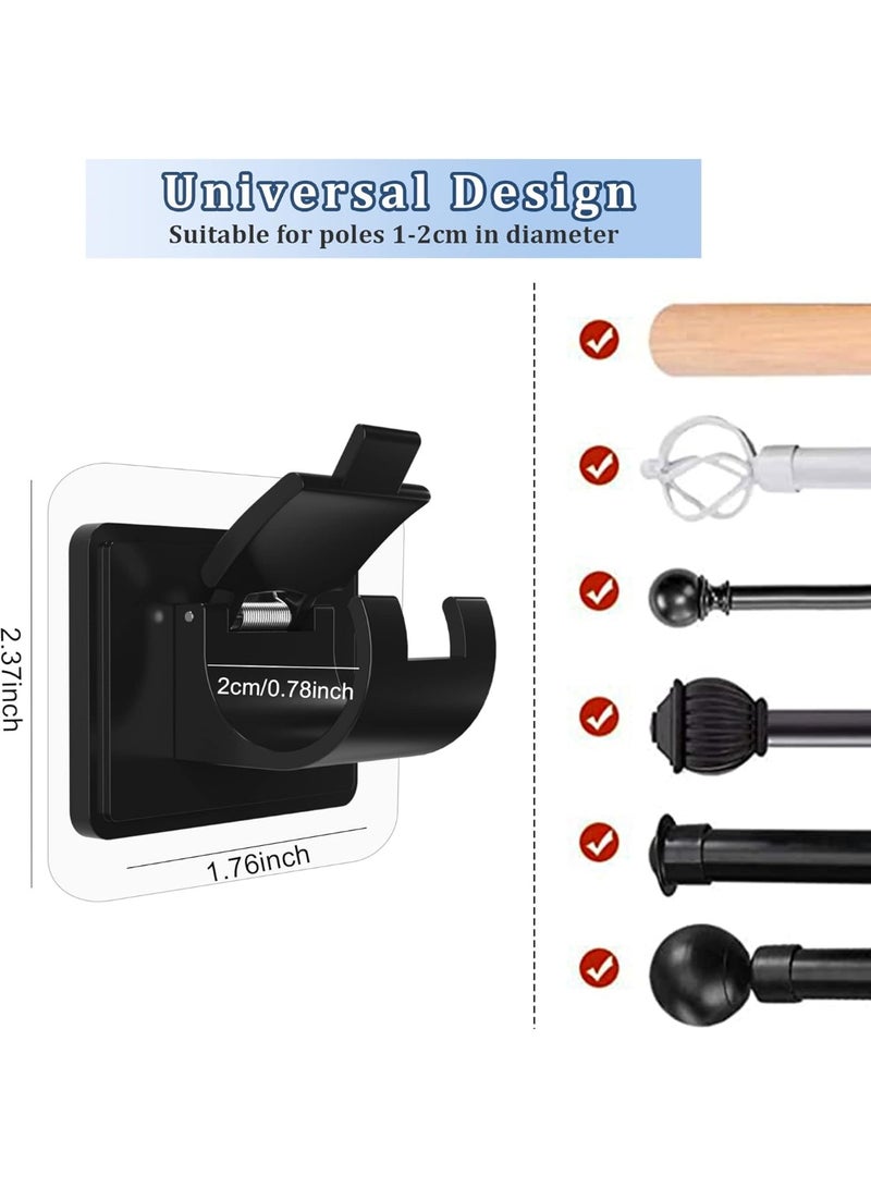 HOMESTAR 4PCS No Drill Curtain Rod Brackets No Drilling Self Adhesive Curtain Rod Holder Hooks Nail Free Curtain Rod Hooks Curtain Hangers for Bathroom Kitchen Home Bathroom and Hotel (Black) - Image 3