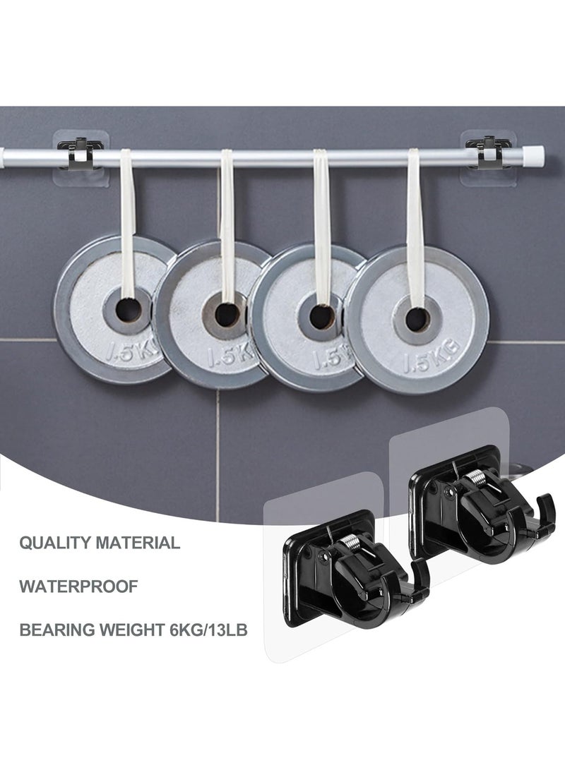HOMESTAR 4PCS No Drill Curtain Rod Brackets No Drilling Self Adhesive Curtain Rod Holder Hooks Nail Free Curtain Rod Hooks Curtain Hangers for Bathroom Kitchen Home Bathroom and Hotel (Black) - Image 5