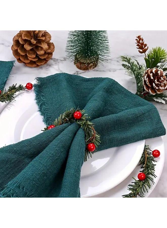 3pcs Red Fruit Christmas Napkin Rings Holly Berry Candle Wreath Table Decor - Image 5