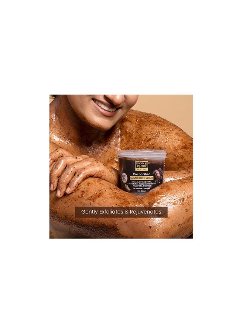 BRYAN & CANDY Bryan & Candy New York Cocoa Shea Sugar Body Scrub with Argan Oil to Remove Dead Skin Cells for Glowing Skin (200gm)  - Image 3