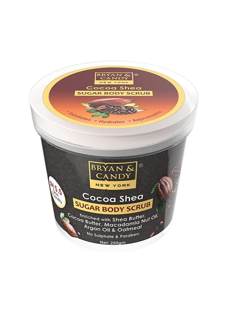 BRYAN & CANDY Bryan & Candy New York Cocoa Shea Sugar Body Scrub with Argan Oil to Remove Dead Skin Cells for Glowing Skin (200gm)  - Image 1