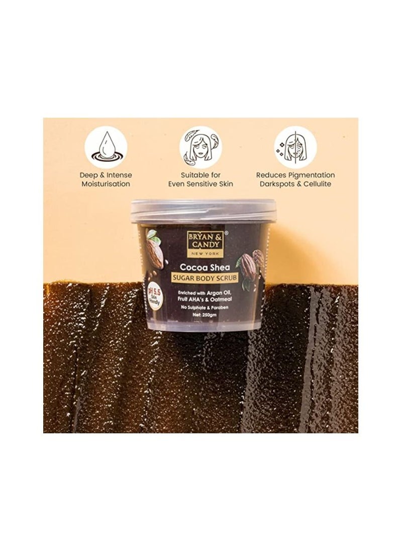 BRYAN & CANDY Bryan & Candy New York Cocoa Shea Sugar Body Scrub with Argan Oil to Remove Dead Skin Cells for Glowing Skin (200gm)  - Image 5
