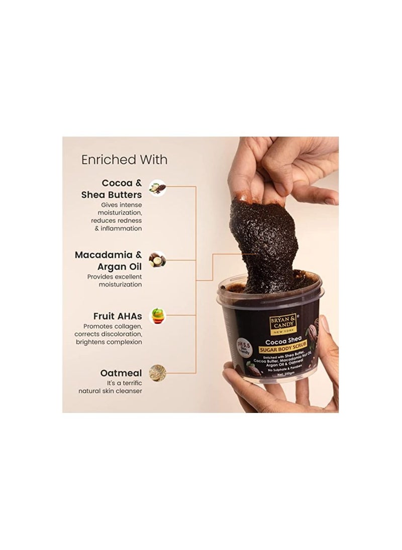 BRYAN & CANDY Bryan & Candy New York Cocoa Shea Sugar Body Scrub with Argan Oil to Remove Dead Skin Cells for Glowing Skin (200gm)  - Image 4