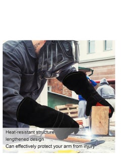 Y&D SYOSI 17.7 Inches 662℉,Leather Forge Welding Gloves, Heat/Fire Resistant for BBQ,Oven,Grill,Fireplace,Tig,Mig,Baking,Furnace,Stove,Pot Holder,Animal Handling Glove(Black)  - Image 4