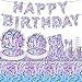 JU XIN 104pcs Purple Demon Birthday Tableware Hunters Party Character Supplies Set Include BannerPlates Napkins Cups Knives Spoons Forks Straw Tablecloth Boys Girls Movie Theme Party - Image 2