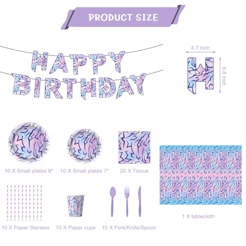 JU XIN 104pcs Purple Demon Birthday Tableware Hunters Party Character Supplies Set Include BannerPlates Napkins Cups Knives Spoons Forks Straw Tablecloth Boys Girls Movie Theme Party - Image 5