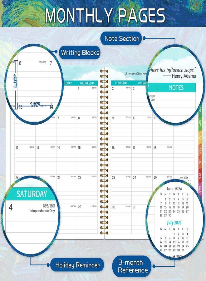 بوكول مخطط المعلم 2026-2027 - مخطط أكاديمي 2026-2027 من يوليو 2026 إلى يونيو 2027، مقاس 8.5 × 11 بوصة، كتاب خطط الدروس الأسبوعية والشهرية، يساعد على تحسين التدريس - Image 3