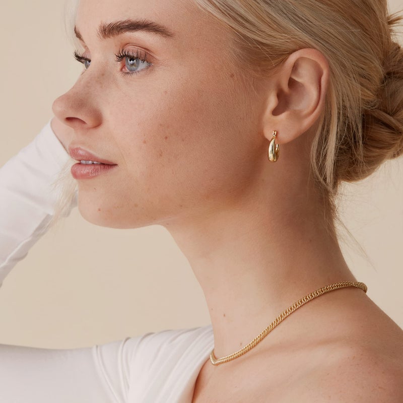 PAVOI Rhodium Plated 925 Sterling Silver Post Chunky Hoops - 17mm Thick Lightweight Gold Hoop Earrings for Women - Image 4