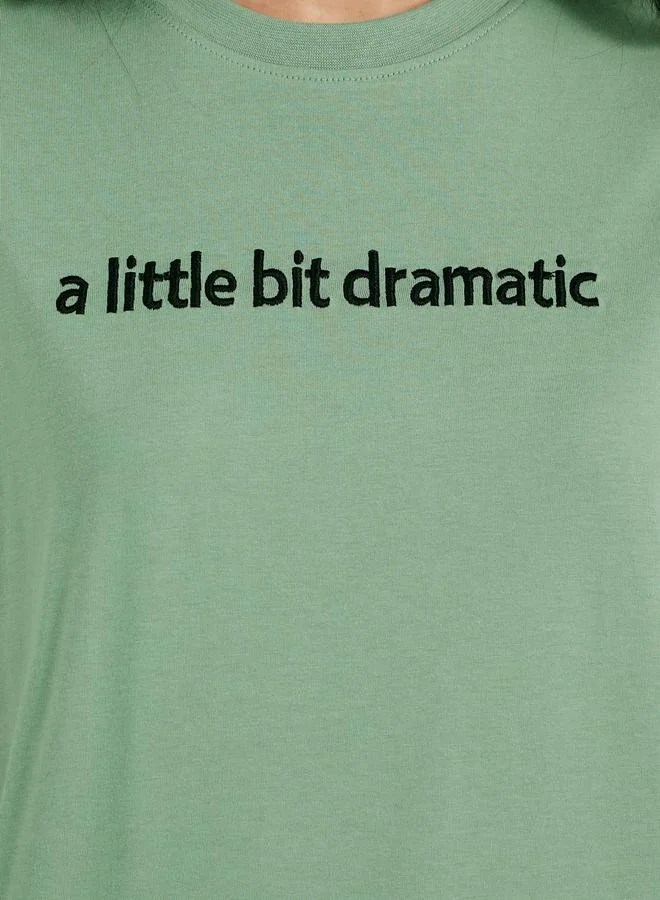 Styli Embroidered Slogan Regular Fit T-Shirt