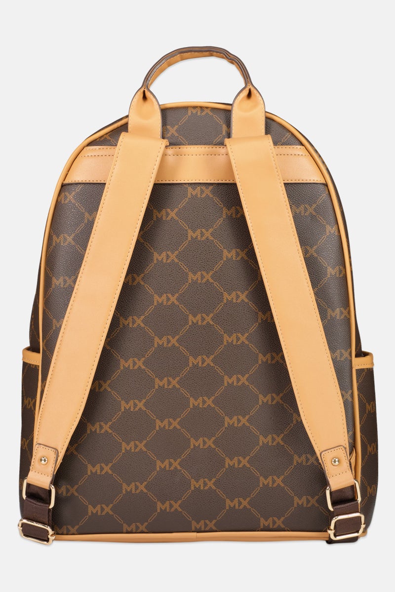 Max Studio Women Brand  Logo Backpack, Brown - Image 2
