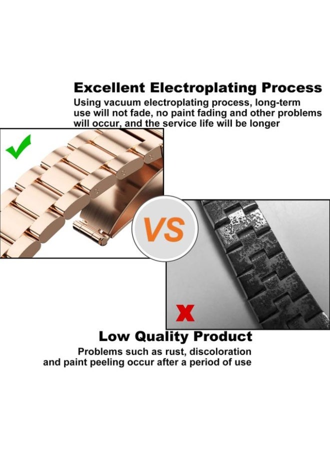 Stylish 22mm stainless steel metal band compatible with Huawei Watch GT2/GT2 PRO/GT Runner/GT3/GT3 Pro/GT4/GT4 Pro/GT1 (46mm) - golden - Image 2