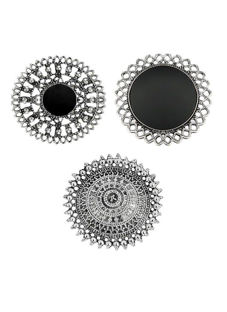 YouBella YouBella Jewellery Afghani Oxidised Silver Plated Combo of 3 Rings for Women and Girls (Adjustable Size)  - Image 1