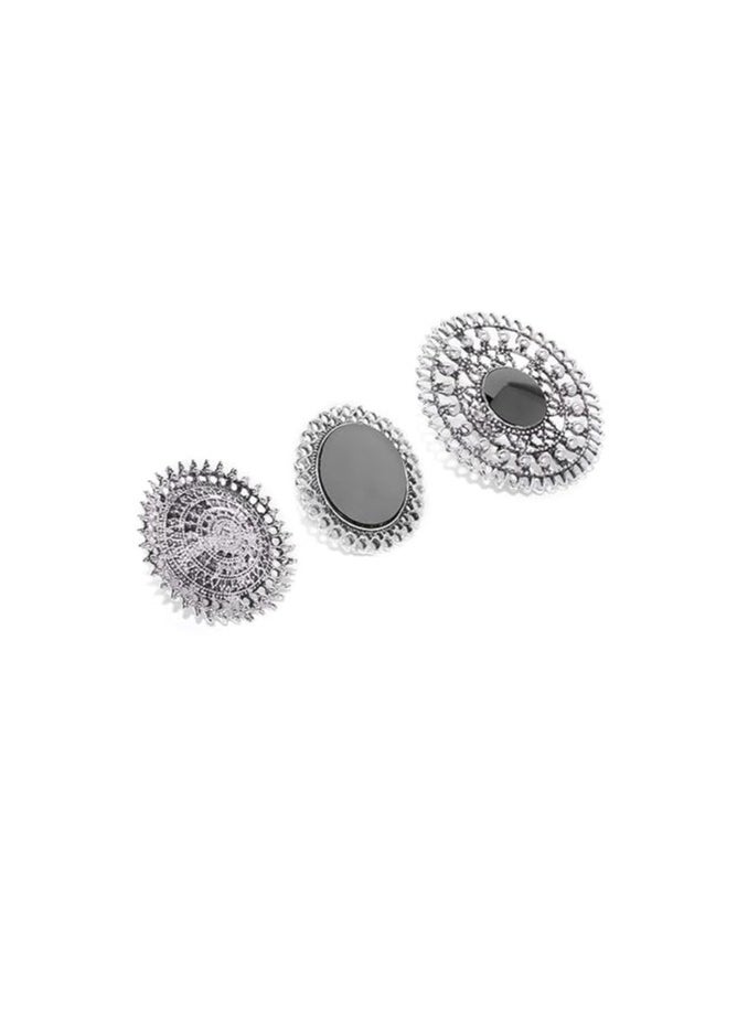 YouBella YouBella Jewellery Afghani Oxidised Silver Plated Combo of 3 Rings for Women and Girls (Adjustable Size)  - Image 5