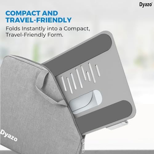 Dyazo 360° Rotating Laptop Stand Holder | Height Adjustable & Foldable Riser for 10-15.6 Inch Laptop | Anti Slip Pads with Heat Vent | Compatible for MacBook, Dell, HP, Lenovo & Other Notebook- Silver - Image 4