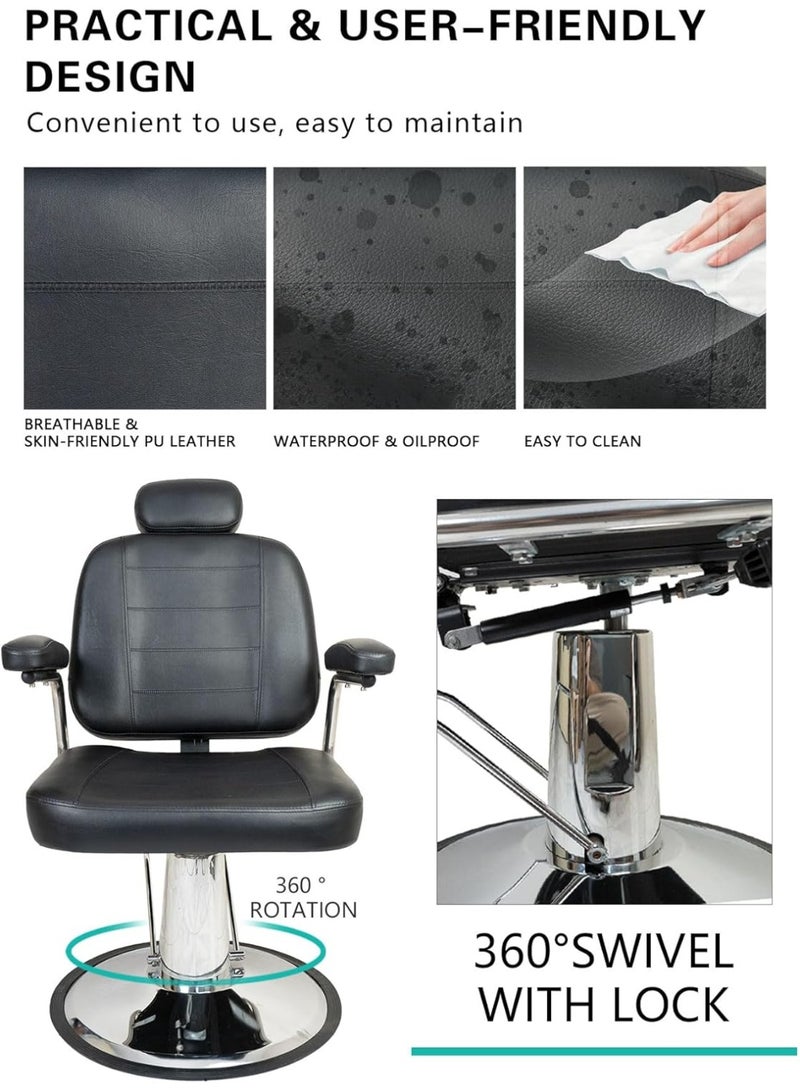 Meishida Vintage Salon Chair, 360 Degrees Hydraulic Rolling Barber Chairs  - Image 4