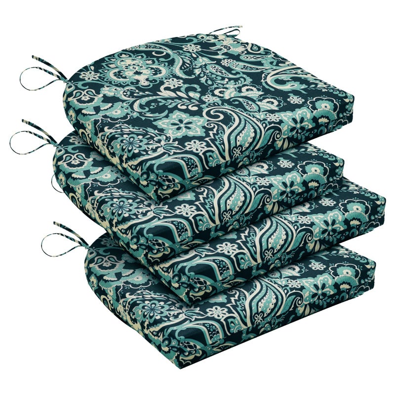 downluxe Outdoor Chair Cushions Set of 4 for Patio Furniture WaterResistant Patio Chair Cushions with Ties High Density Foam Outdoor Seat Cushion 17 X 16 X 2 Green Paramecium - Image 2