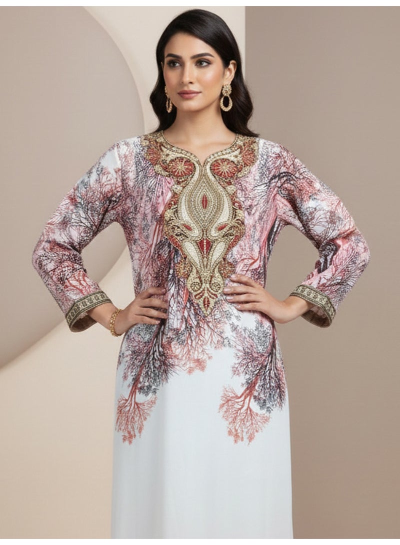 الايا جلابية نسائية شيفون مطرزة بالزهور - Image 3