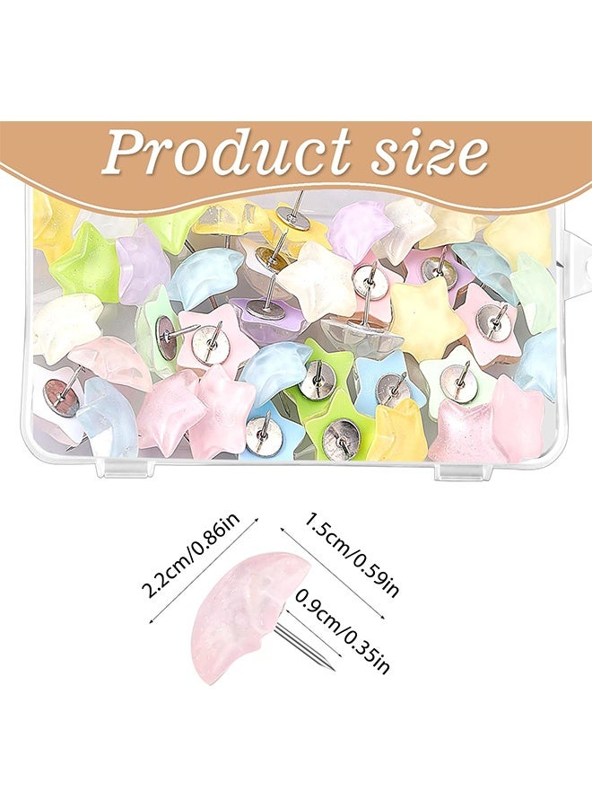 30 Pcs Star-Shaped Decorative Thumb Tacks - Assorted Colors Decorative Bulletin Board Tacks with Sharp Point and Secure Grip - Cute Push Pins for Bulletin Board for Wall Cork Board Bulletin Boards with Storage Box - Image 2